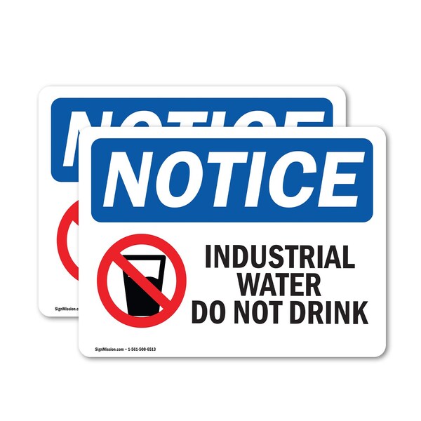 Signmission Industrial Water Do Not Drink Sign With Symbol, 10 in W x Rectangle, Vinyl Decal OS-2PACK-NS-D-710-L-13693 - main